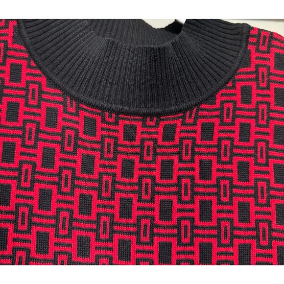 Westbound Vintage Pullover Mock Neck Sweater Red/Black Geometric Size L RN58909 - Picture 3 of 7